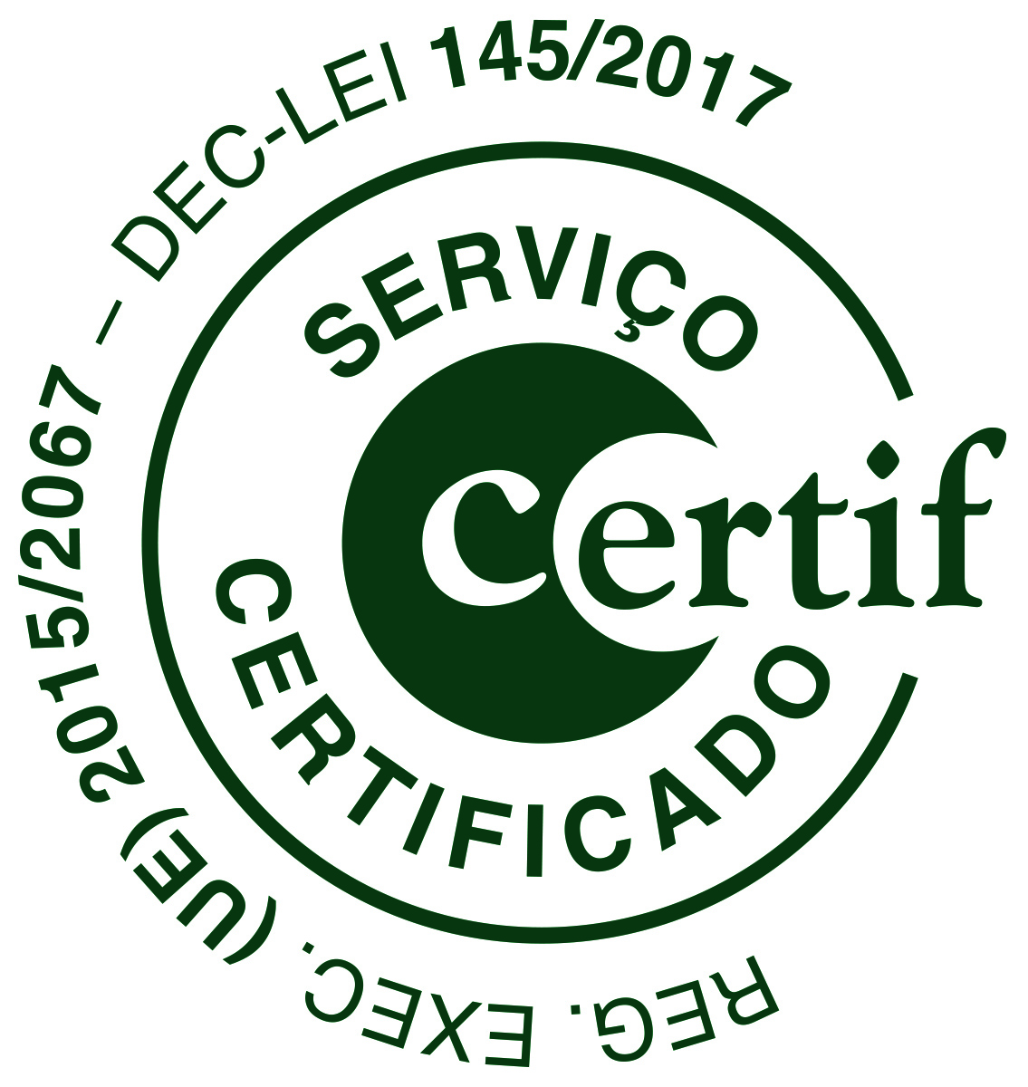 Selo Certif de serviço certificado ao abrigo do Decreto-Lei 145/2017